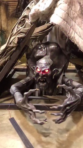 What would you if this evil creature crawled out from under your bed? Gore Galore’s animated witch ankle grabber.