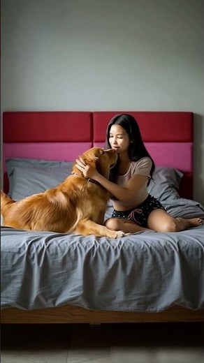 "A Woman's Special Moment with Her Partner" #doglover #petvlogs #happymoments #goldenretriever