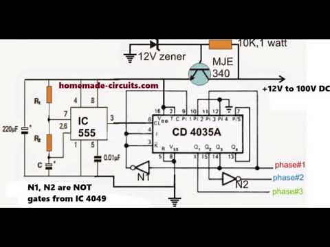 Make this 3-Phase Signal Generator Circuit using IC 555 and IC 4035