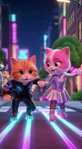 Neon Night Roller Adventure #cat#shorts #kitten