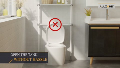 ALLZONE Over The Toilet Storage, Tall Bathroom Organizer, 4-Tier Adjustable Shelves for Small Room, Saver Space, 92 to 116 Inch Tall, White