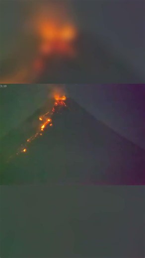 FIREBALL Meteor Over Erupting Volcano in Philippines! #volcano #lava #nature #meteor #fireball