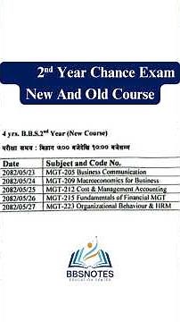 BBS 2nd Year chance Exam Routine of 2082 | BBS 2nd Year Old Course Exam Routine 2082 |