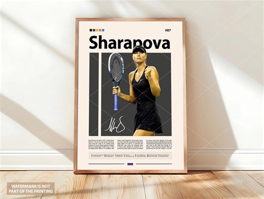 Maria Sharapova Poster, Tennis Player Poster, Sports Poster, Tennis Fans, Tennis Wall Art, Sports Bedroom Posters - Etsy