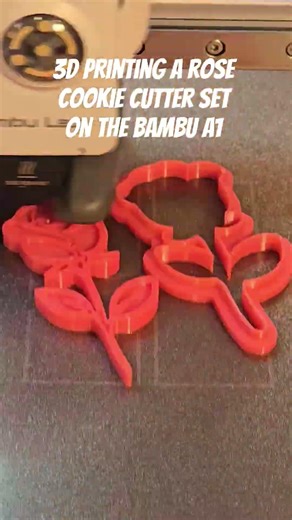 3d printing a Rose cookie cutter set on the Bambu A1 #cookiecutters #valentinesdiy #decoratedcookies