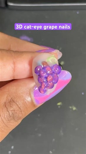 3D Grape Nails for Summer 🍇 Beginner Nail Tutorial #Shorts