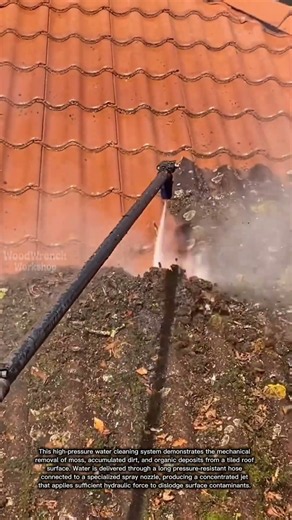 High Pressure Water Jet Removes Stubborn Moss From Roof Tiles
