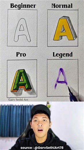How to Draw the Letter A from Regular to Pro Level 😱 #shorts