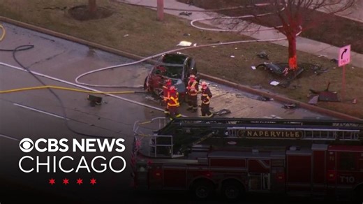Tesla crashes and catches fire in Naperville
