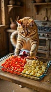 Cats Cooking a Feast! Watch This Adorable Cat Family Prepare Dinner Step by Step