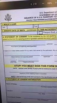How to get a passport consent form filled out for a minor
