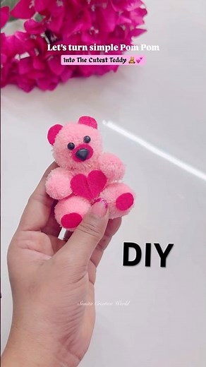 💕Let’s turn simple Pom Pom Into The Cutest Teddy🧸| How To make Teddy Bear at Home|DIY Gifts Hapmer