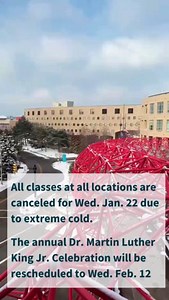 Due to the extreme cold, all Columbus State Community College classes at all locations scheduled for Wednesday, Jan. 22 have been canceled. This includes in-person and remote classes. Campus operations will continue with offices open at all locations. The annual Dr. Martin Luther King Jr. Celebration has been rescheduled for Wednesday, Feb. 12 at 10 a.m. in the Center for Workforce Development (WD), 315 Cleveland Ave. | Columbus State Community College