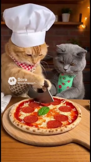 เจ้าแมวส้มกับคู่หูของเขาทำพิซซ่า🍕 #reels #yummmmy #youtubeshorts #youtube #ai #anime