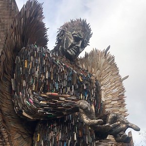The Knife Angel sculpture by Alfie Bradley is a 27ft memorial to lives affected by knife crime. It's in Coventry until April 23rd outside Coventry Cathedral. | BBC Coventry & Warwickshire
