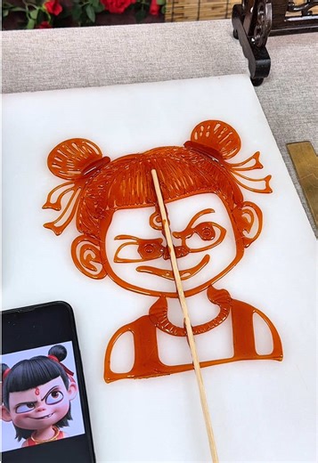 Creating Nezha Sugar Paintings Using a Spoon