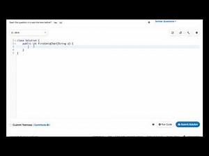 First Unique Character in a String