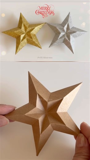 3D Christmas Stars ⭐️ With Paper | Paper Craft | Priti Sharma #shorts #ytshorts #diy #3dstar