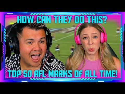 CRAZY CATCHES! Americans Reaction to Top 50 AFL Marks of All Time | THE WOLF HUNTERZ Jon and Dolly