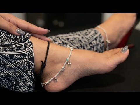 Msprincess's Black Thread silver Anklets And pumps High Heels Walking ||ASMR||