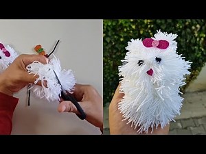 How to make Pom Pom Kitty for Kids | DIY Pom Pom Cat Toy for Childrens | Diella Crafts