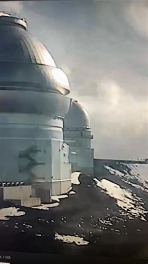 Massive white space ship in front of observatory | Gina Maria Colvin Hill