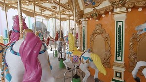 A merry-go-round at the fairground Stock Video