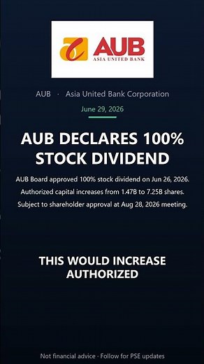 AUB: AUB Declares 100% Stock Dividend #Shorts