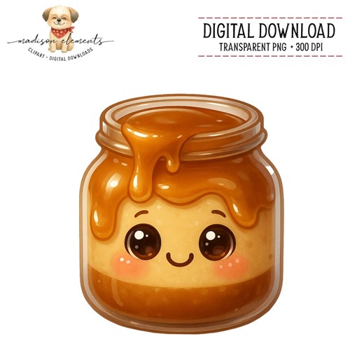 Cute Cajeta Jar Digital PNG, Printable Kawaii Caramel Illustration, Sweet Treat Clip Art, Dessert Lover Digital Download, Kitchen Decor Art - Etsy