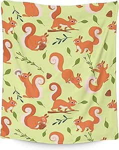 Squirrel Blanket Gifts for Boys - 40x50 Inches Cute Squirrel Throw Blanket - Green Furry Plush for Decor