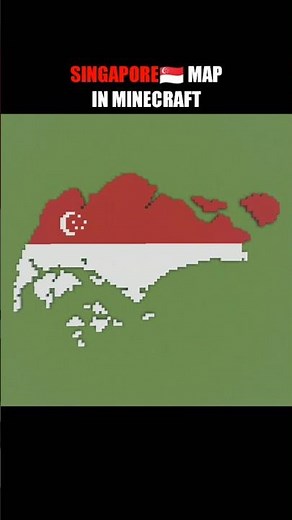 Singapore Island Map in Minecraft 🇸🇬 | Red & White Pixel Art Build