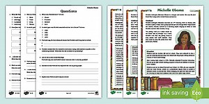 UKS2 Michelle Obama Differentiated Reading Comprehension Activity