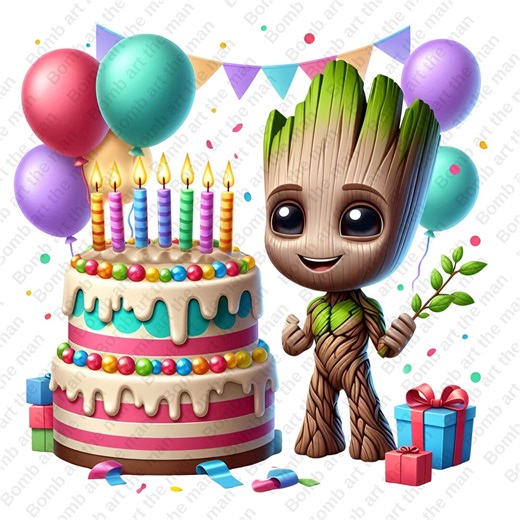 Groot Birthday Clipart, Groot Png, Birthday Design, Guardians of Galaxy Png, Transparent Design - Etsy