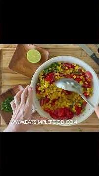 Easy corn and tomato salad with frozen corn. Easy and fast summer staples. #easyrecipe #salad