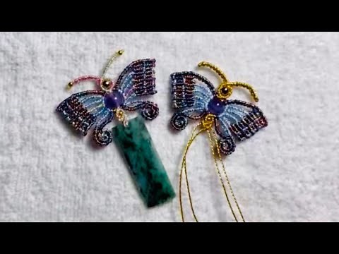编绳蝴蝶🦋-1项链坠编制过程/macrame/butterfly/可做手链胸针等饰品/没有背景音乐，安静做手工/饰品制作