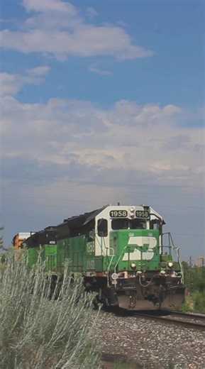 BN SD40-2 duo leads a train threw golden CO #fyp#trains#railfan