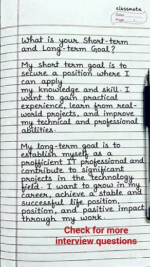 Short-Term & Long-Term Goals | What Are Your Goals | Perfect Interview Answer #interviewpreparation