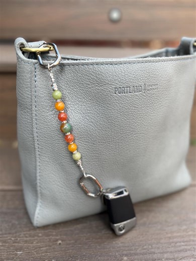 Beaded Key Tether – Colorful Stone Bag Charm With Carabiner Clip - Etsy