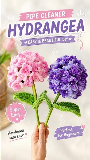 DIY Pipe Cleaner Hydrangea 🌸 Easy Handmade Flower Tutorial #shorts #pipecleanercraft