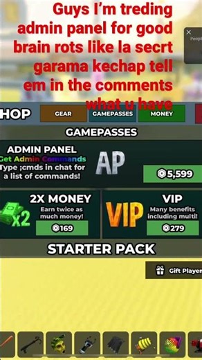 I’m treding ban hammer and admin panel for good brainrots
