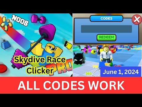 *All CODES WORK* Skydive Race Clicker ROBLOX, June 1, 2024
