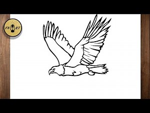 How to draw an eagle flying step by step easy