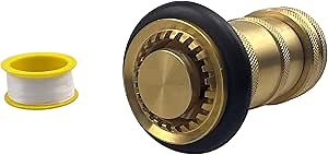 Eisorter 1" NPSH/NPT Fire Fighter Hose Nozzle 100 psi 75 gpm Brass Fire Equipment Spray Jet Fog,Heavy-Duty Industrial Brass Fire Equipment Water Hose Nozzle