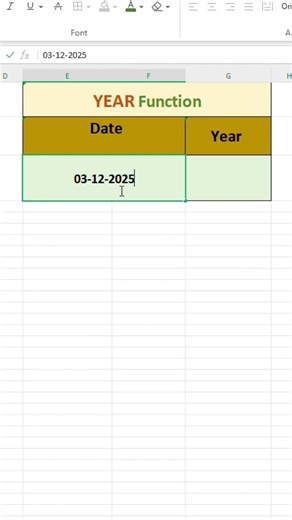 YEAR function formula in excel. #excel