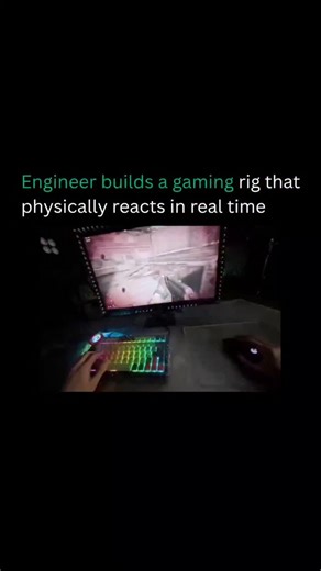 Artificial Intelligence | ChatGPT | Technology on Instagram: "A Chinese engineer transformed a regular gaming setup into a fully interactive combat rig. That literally fights back in real time. The system intercepts raw game data: weather, recoil, explosions and converts it into physical effects using high-pressure pneumatics and water pumps. When the player fires a weapon, solenoids under the desk simulate real kickback, forcing him to stabilize his aim manually. If the in-game weather shifts, 