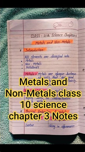 Metals and Non Metals class 10 science chapter 3 Notes