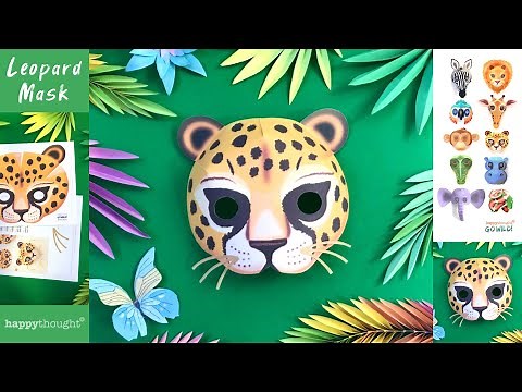 Make your own 3D paper Leopard mask. Instantly download DIY Leopard mask template from Happythought