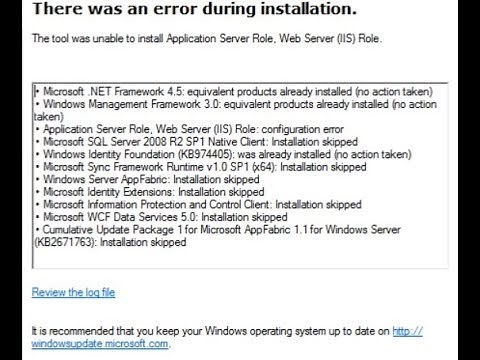 SharePoint: How to fix Application server role, Web server (IIS) Role Configuration Error