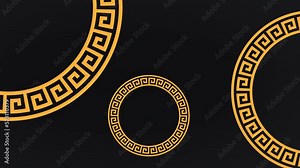 Circular greek meander pattern background animation in 4K UHD. Stylish modern anime manga style BG animation.