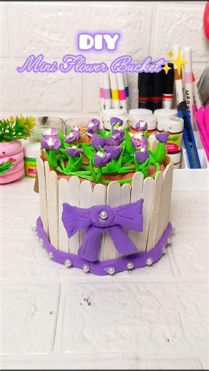 DIY Mini Flower Bucket Light 🌸✨ | Easy Aesthetic Night Lamp | #Shorts #viral #craftyurmi #diy #yt